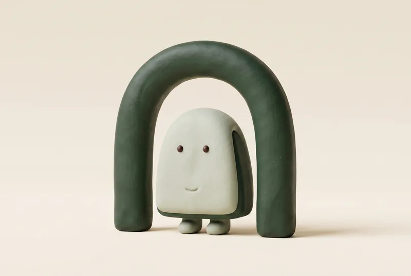 La figurine en céramique de Tareza debout sous l'arche, passée de l'autre côté